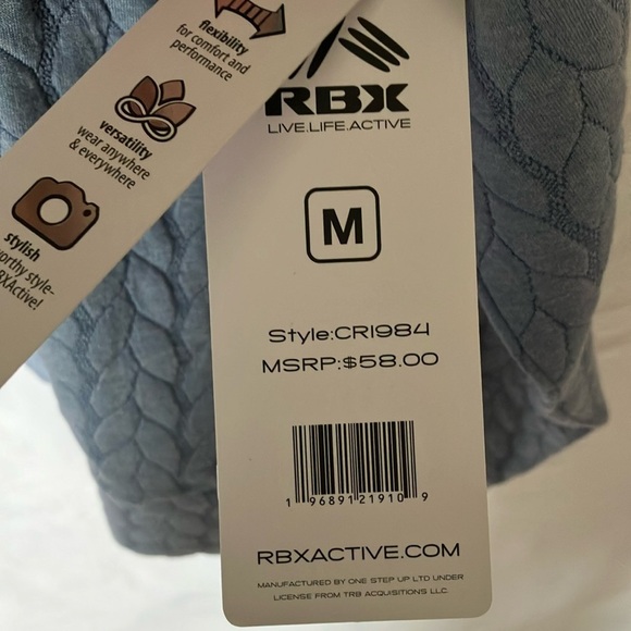 RBX: Blue Quilted Long Sleeve Top- Cowl Neck- M - Picture 3 of 14